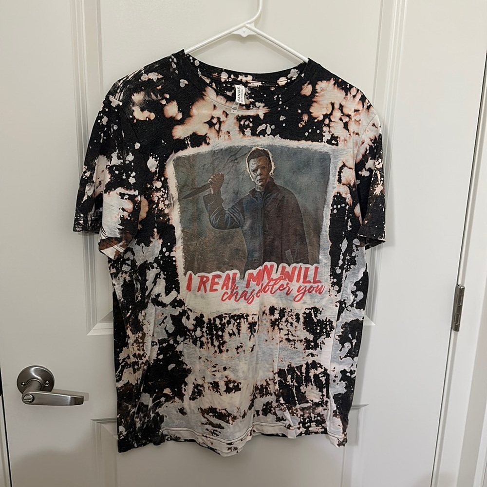 🎃 Michael Myers Halloween Horror Bleach Dyed Distressed T-Shirt L